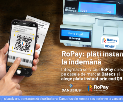 Premieră în retail: Danubius integrează RoPay direct în casele de marcat Datecs – modelele MX și gama BlueCash -, oferind comercianților acces la plata prin cod QR